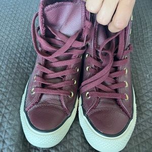 Burgundy converse high tops